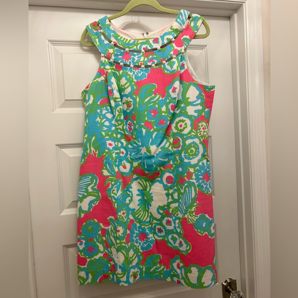 Lilly Pulitzer Floral Shift Dress in Pink, Turquoise & Green - Picture 2 of 3